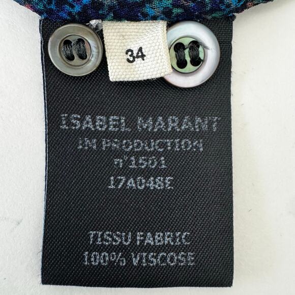 Isabel Marant Etoile Button Down Sheer Top Blouse Long Sleeve Blue 34 Oversized - Picture 11 of 13